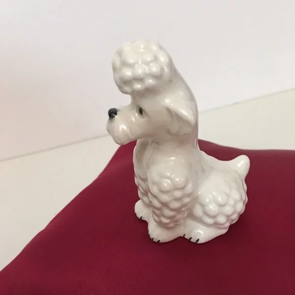 Vintage Goebel Retro Miniature Figurine White Poodle Curly Hair Puppy Dog - Picture 12 of 13
